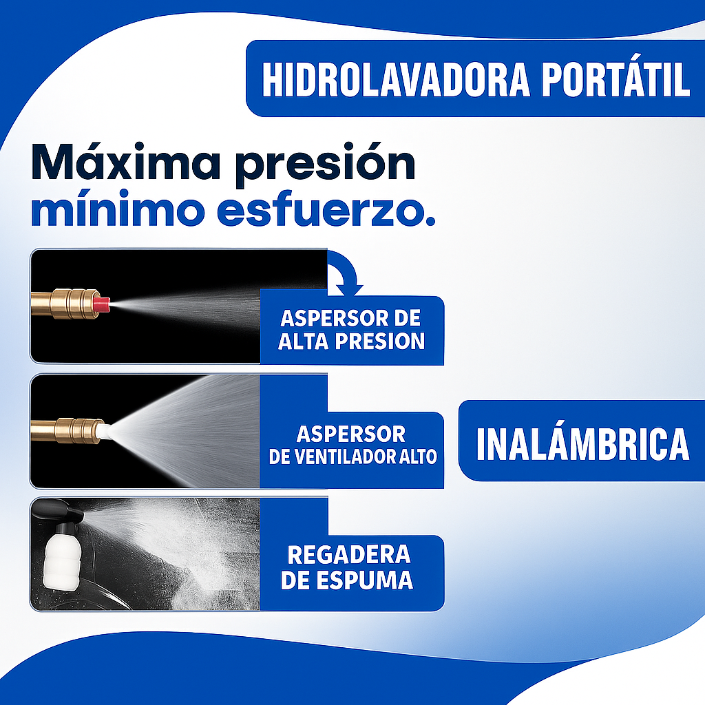 Hidrolavadora HydroMax 3 en 1 de 48 V⚡ + Kit Gratis 🎁