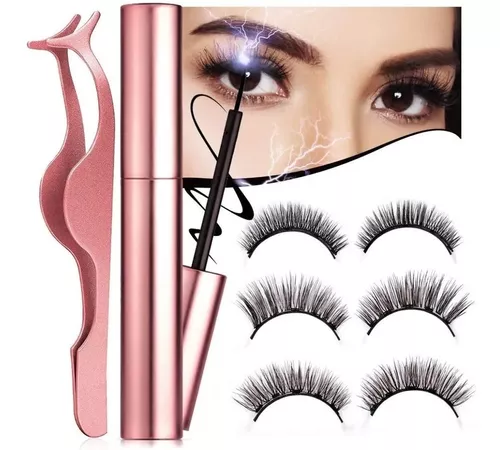 KIT GLAMOUR PESTAÑAS MAGNÉTICAS + DELINEADOR Y PINZAS GRATIS 🎁