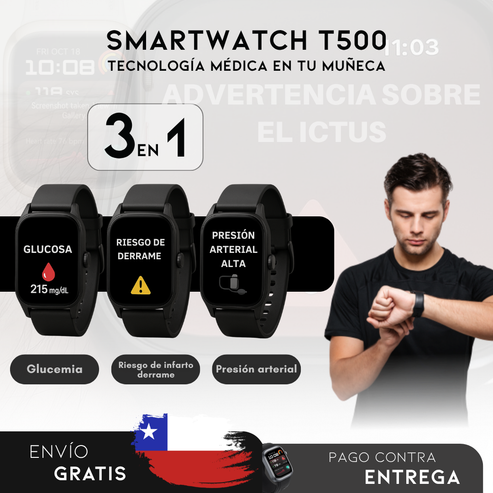 Smartwatch T-500 +🎁 E-book Gratis "Cómo cuidar tu salud y vivir más años"