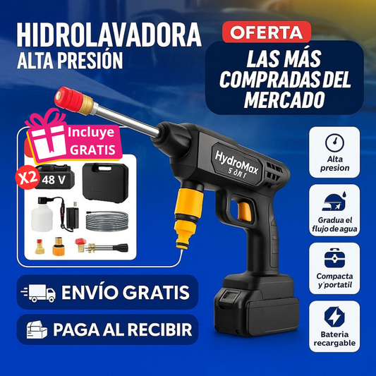Hidrolavadora HydroMax 3 en 1 + 2 baterías 48V y Kit gratis 🎁