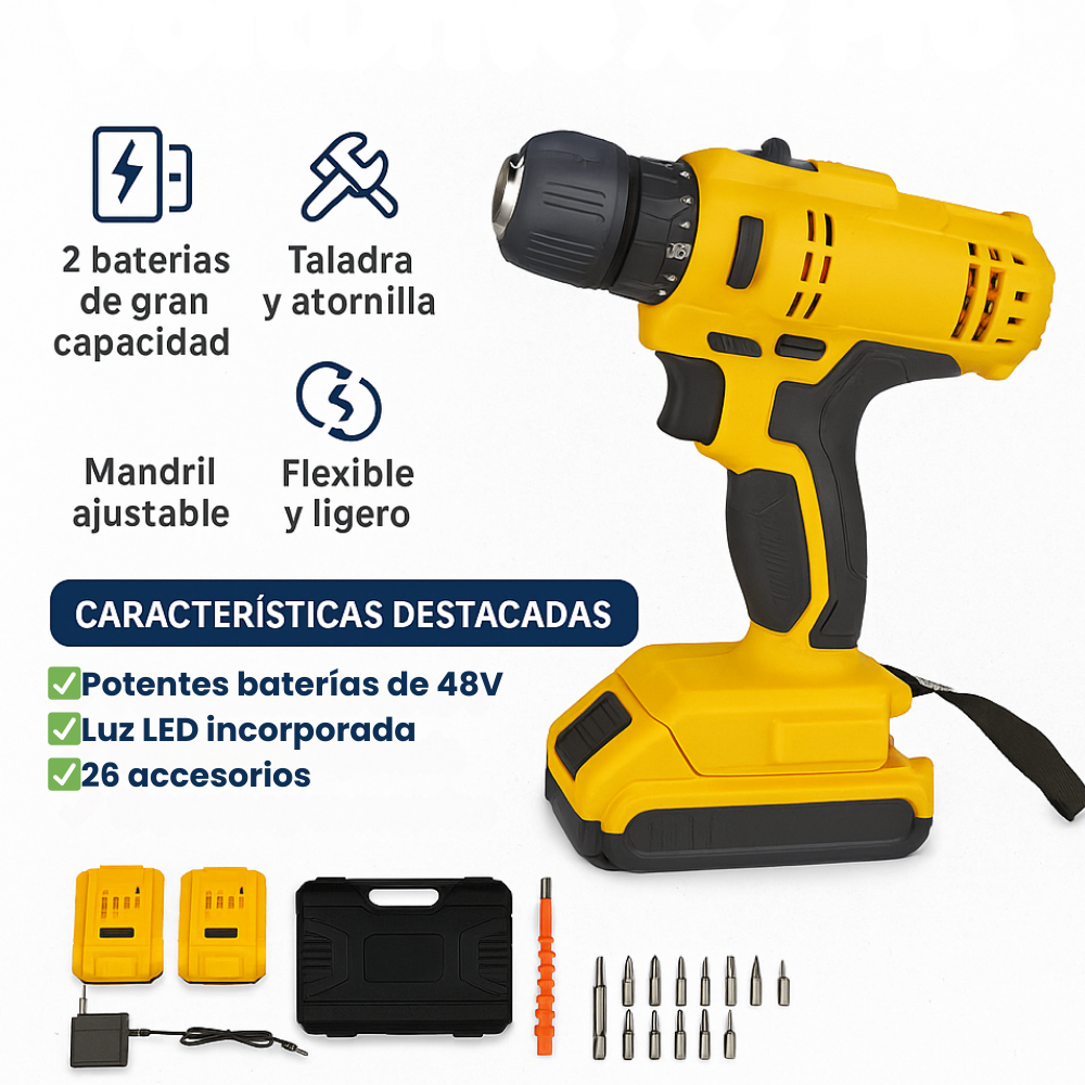 Kit Taladro PowerMax + 2 baterías 48V Gratis 🎁⚡